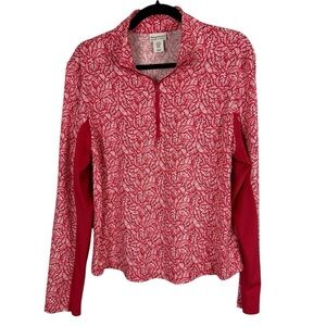 Tommy Bahamas Racquet & Paddle Red and White Patterned Long Sleeve Top Size XL
